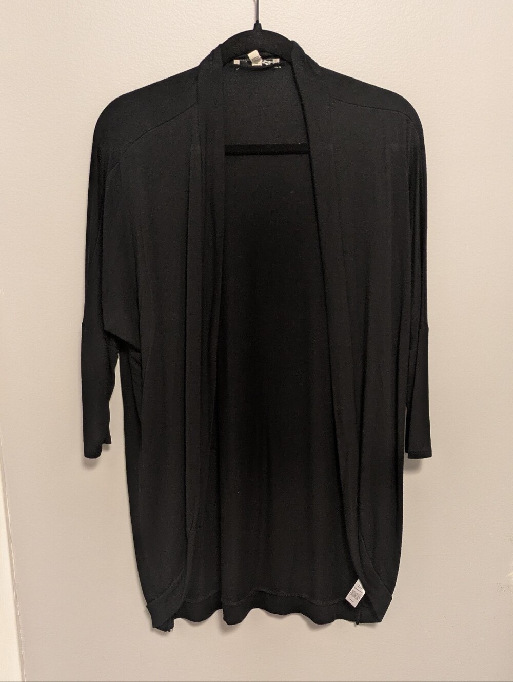 Express One Eleven Black Quarter Sleeve Open Cardigan